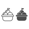 Fruit basket line and glyph icon. Basket of apples vector illustration isolated on white. Harvest outline style design Royalty Free Stock Photo