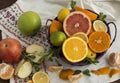 Fruit basket on a towel Royalty Free Stock Photo