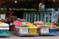 Fruit baskets on the counter, trading in a market in southeast Asia