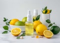 oil spa bottle lemon organic body skincare natural treatment lime. Generative AI.