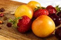 Fruit and berries on a cutting board proper food preparation home cooking foodphoto