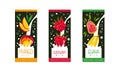 Fruit and Berries Milk Packaging Label Design Set, Mango, Raspberry, Guava Natural Organic Fresh Healthy Dairy Product