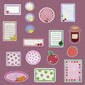 Fruit and Berries Sticky Notes (pink background) Royalty Free Stock Photo