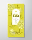 Fruit and Berries Tea Label Template. Abstract Vector Packaging Design Layout with Realistic Shadows. Hand Drawn Kiwano Royalty Free Stock Photo