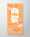 Fruit and Berries Tea Label Template. Abstract Vector Packaging Design Layout with Realistic Shadows. Hand Drawn Kumquat