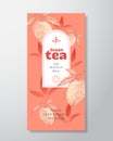 Fruit and Berries Tea Label Template. Abstract Vector Packaging Design Layout with Realistic Shadows. Hand Drawn Mango