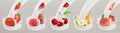 Fruit, berries and yogurt. Realistic illustration. Vector icon set Royalty Free Stock Photo