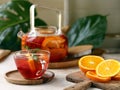 berry citrus tea in a glass teapot