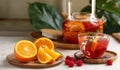 berry citrus tea in a glass teapot