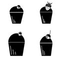 Fruit and berry cupcake logo set, illustration using negative space, sweet pastry wind illustration Royalty Free Stock Photo