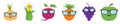 Fruit berry vegetable face sunglasses icon set line. Onion, sweet corn, beet, beetroot, pineapple, grape, apple. Cute cartoon Royalty Free Stock Photo