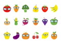 Fruit berry vegetable face sunglasses icon set. Pear, strawberry, banana, pineapple, grape, apple, cherry, lemon, orange. Pepper, Royalty Free Stock Photo