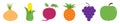 Fruit berry vegetable icon set line. Onion, sweet corn, beet, beetroot, pineapple, grape, apple. Cute cartoon kawaii shape Royalty Free Stock Photo