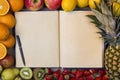 Fruit and Blank Recipe Book - Space for Text Royalty Free Stock Photo