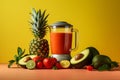 Fruit Blender with Tomato, Pineapple, and Avocado Royalty Free Stock Photo