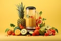 Fruit Blender with Tomato, Pineapple, and Avocado Royalty Free Stock Photo