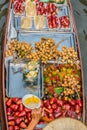 Fruit boat Amphawa bangkok floating market Thailand Royalty Free Stock Photo