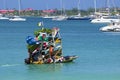 Fruit boat in Rodney bay in St Lucia, Caribbean Royalty Free Stock Photo