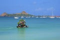 Fruit boat in Rodney bay in St Lucia, Caribbean Royalty Free Stock Photo
