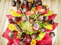 Fruit bouquet with chocolate frosting, special gift