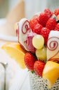 Fruit bouquet decoration on the dining table Royalty Free Stock Photo