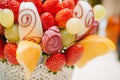 Fruit bouquet decoration on the dining table Royalty Free Stock Photo