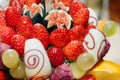 Fruit bouquet decoration on the dining table Royalty Free Stock Photo