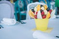 Fruit bouquet decoration on the dining table