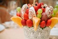 Fruit bouquet decoration on the dining table Royalty Free Stock Photo