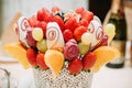 Fruit bouquet decoration on the dining table Royalty Free Stock Photo