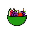 Fruit bowl flat icon. simple design editable.vector illustration Royalty Free Stock Photo
