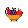 Fruit bowl flat icon. simple design editable. vector illustration Royalty Free Stock Photo