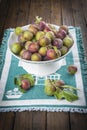 Fruit bowl with greengage plums Royalty Free Stock Photo