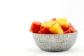 Fruit bowl of melons contains watermelon and cantaloupe Royalty Free Stock Photo