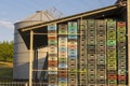 A large horticultural farm. Fruit crates visible and a silo in the background. Royalty Free Stock Photo