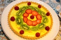 Fruit cake with berries and other fruits