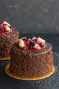 Fruit cake on a dark background Royalty Free Stock Photo