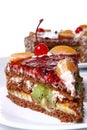 Fruit cake with desert cherry Royalty Free Stock Photo