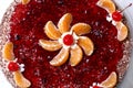 Fruit cake with desert cherry Royalty Free Stock Photo