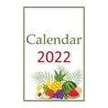 Fruit calendar for 2022 with fruit pattern title page, color vector summer illustration