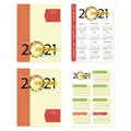 Fruit calendar 2021. Planning. Set. Cover design for weekly planning, calendar,organizer