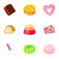 Fruit candy icon set, cartoon style Royalty Free Stock Photo