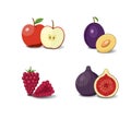 Fruit cartoon set. Vegan organic eco products collection. vector illustration