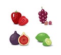 Fruit cartoon set. Vegan organic eco products collection. vector illustration