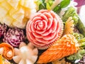 Fruit carved shape beautiful flowers Royalty Free Stock Photo