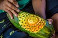 Fruit carving art of Thailand for punctilious food Royalty Free Stock Photo