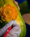 Fruit carving art of Thailand for punctilious food Royalty Free Stock Photo