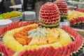 Fruit carvings on the buffet table