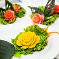 Fruit carvings on the buffet table