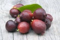 Fruit of Cattley guava or Peruvian guava (Psidium littorale susp. longipes).